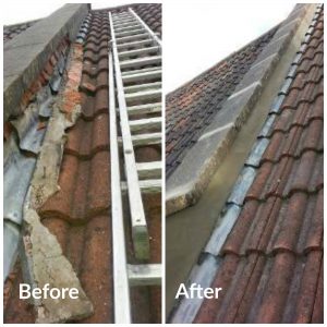 Roof line before and after - Chesterfield Roof Repair